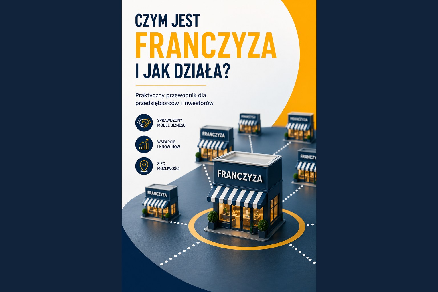 Sieć punktów franczyzowych, infografika: czym jest franczyza i jak działa